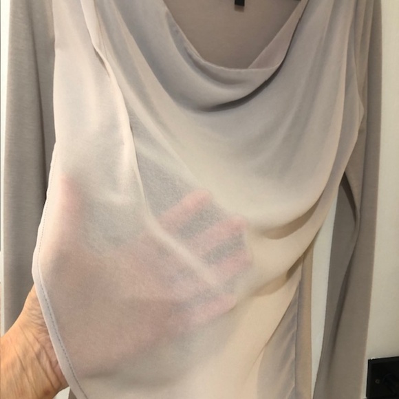 Tana & Bee Sheer Overlay Gray Top - Picture 4 of 8